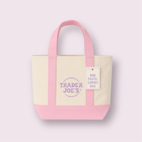 Trader Joe’s Handbags - Viral TRADER JOES Mini Pastel Canvas Tote Bag DELICATE PINK